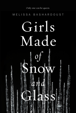 The cover of Girls Made of Snow and Glass. It shows icicles jutting up from the bottom of the picture on a black background.